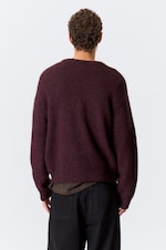 Dunkelrot meliert - Strickpullover aus einer Wollmischung - 3