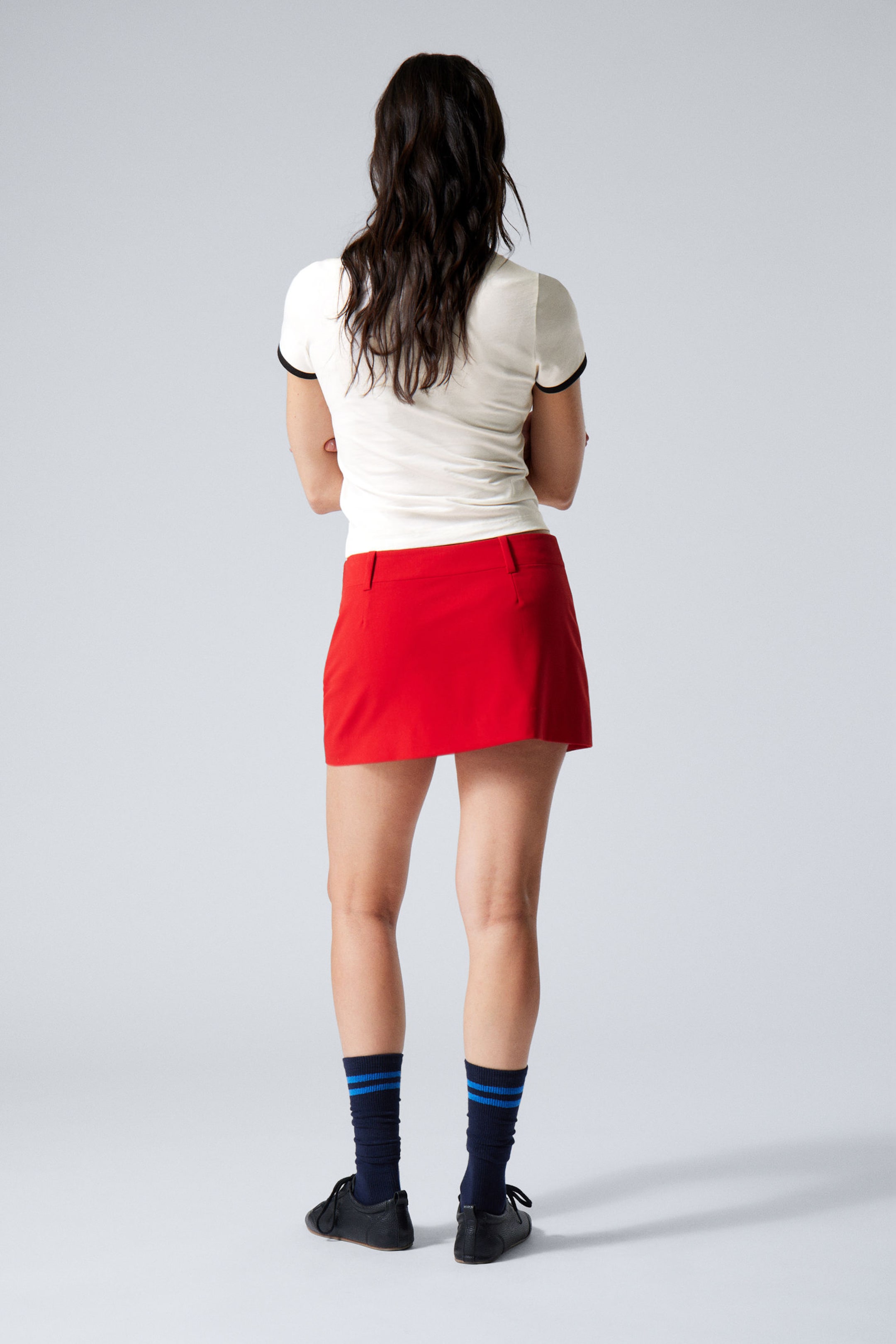 Rot - Minirock mit niedriger Taille - 2