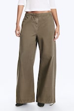 Dusty Green - Low Rise Baggy Ripstop Trousers - 1