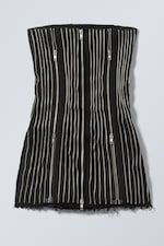 Schwarz - Schlauchkleid mit Reißverschluss-Details - 1