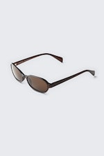 Dark Brown - Brown Lenses - Thin Oval Frame Sunglasses - 1