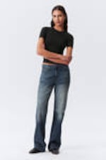 Deep Cyan - Medium Blue - Moon Mid Rise Regular Bootcut Leg Jeans - 0