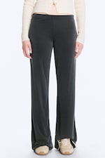 Gewaschenes Schwarz - Weiche Hose mit weitem Bein und niedrigem Bund - 2