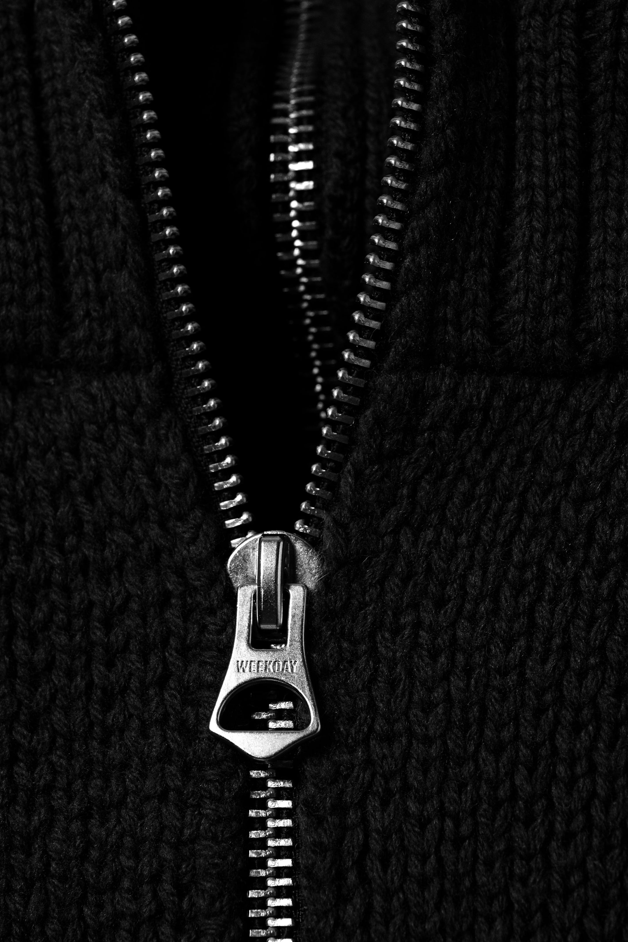 Black - Knitted Funnel Neck Dual Zip Sweater - 6