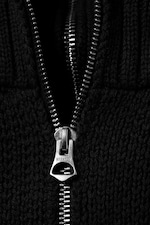 Black - Knitted Funnel Neck Dual Zip Sweater - 6