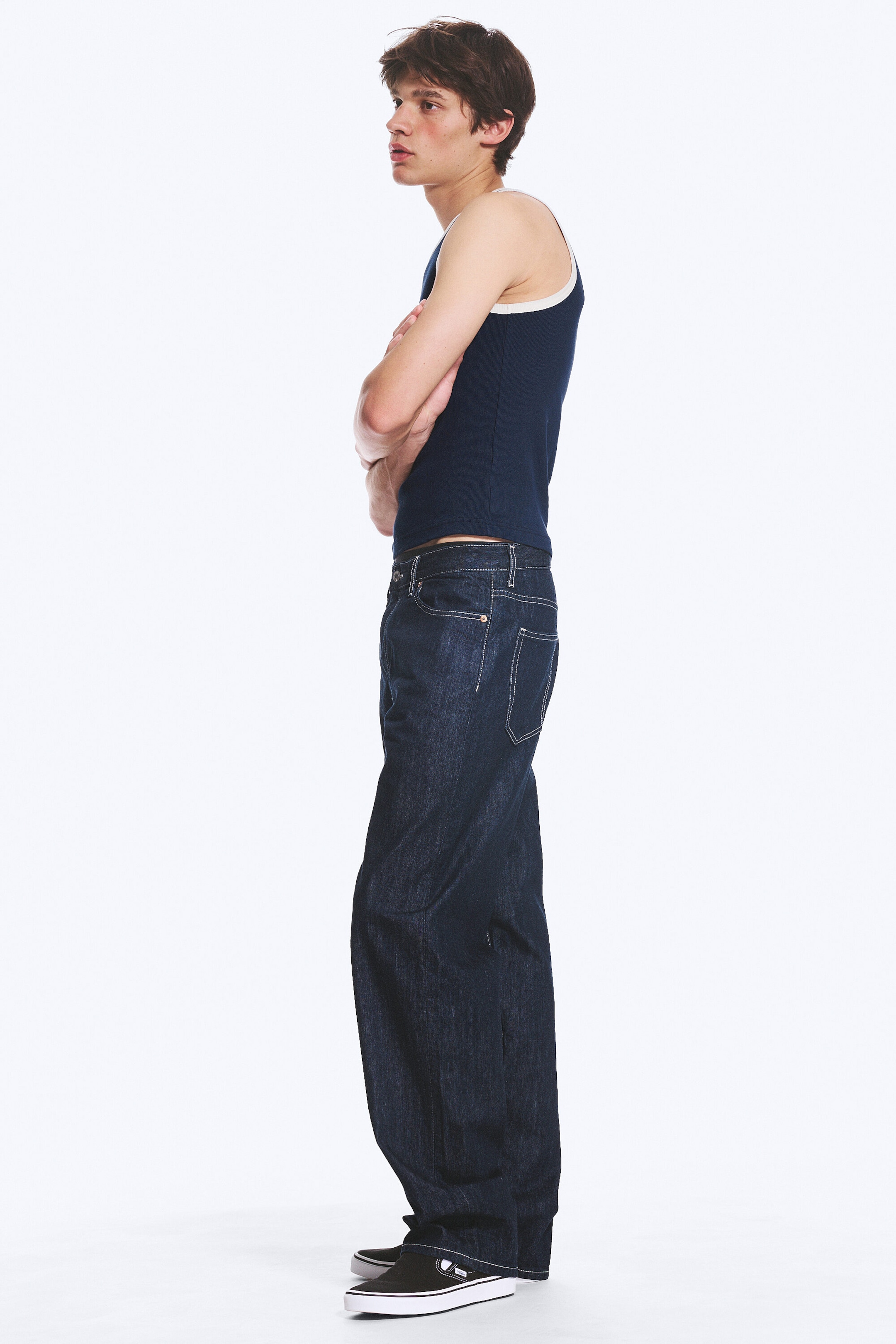 Blue Rinse - Dunkelblau - Galaxy Mid Waist Loose Straight Jeans - 3