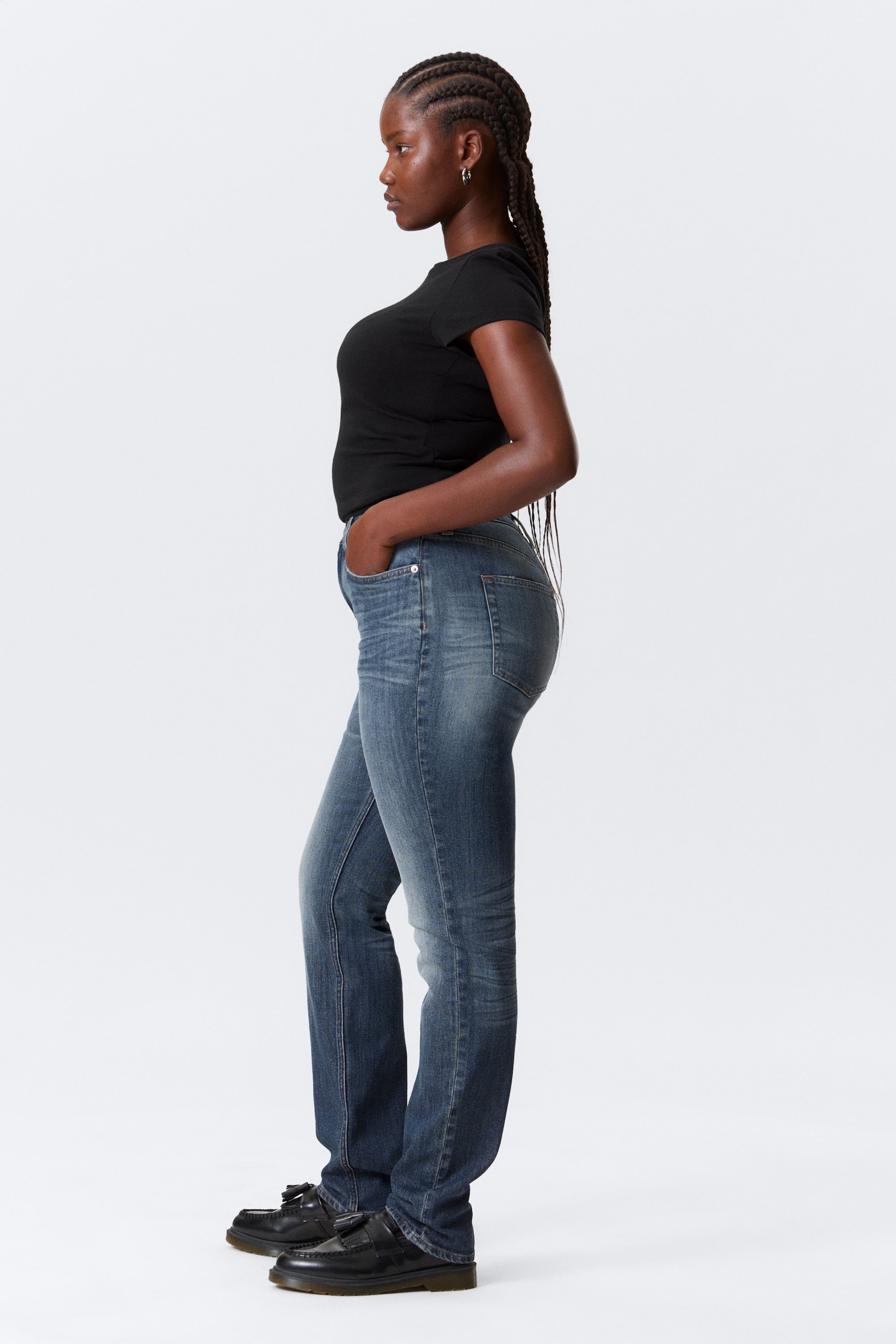 Blue Hymn - Medium Blue - Vega Curve High Waisted Slim Leg Jeans - 4