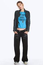 Whiskers Black - Black - Messy Low Rise Regular Straight Jeans - 0