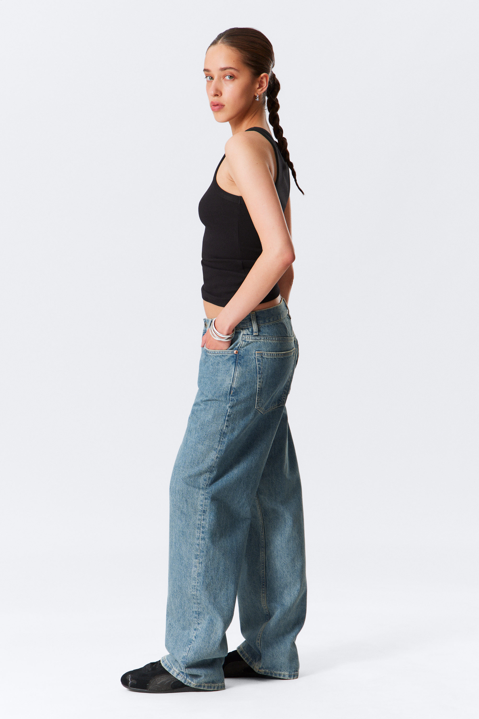 2000 Blue - Mellanblå - Galaxy Loose Straight Leg Jeans - 6