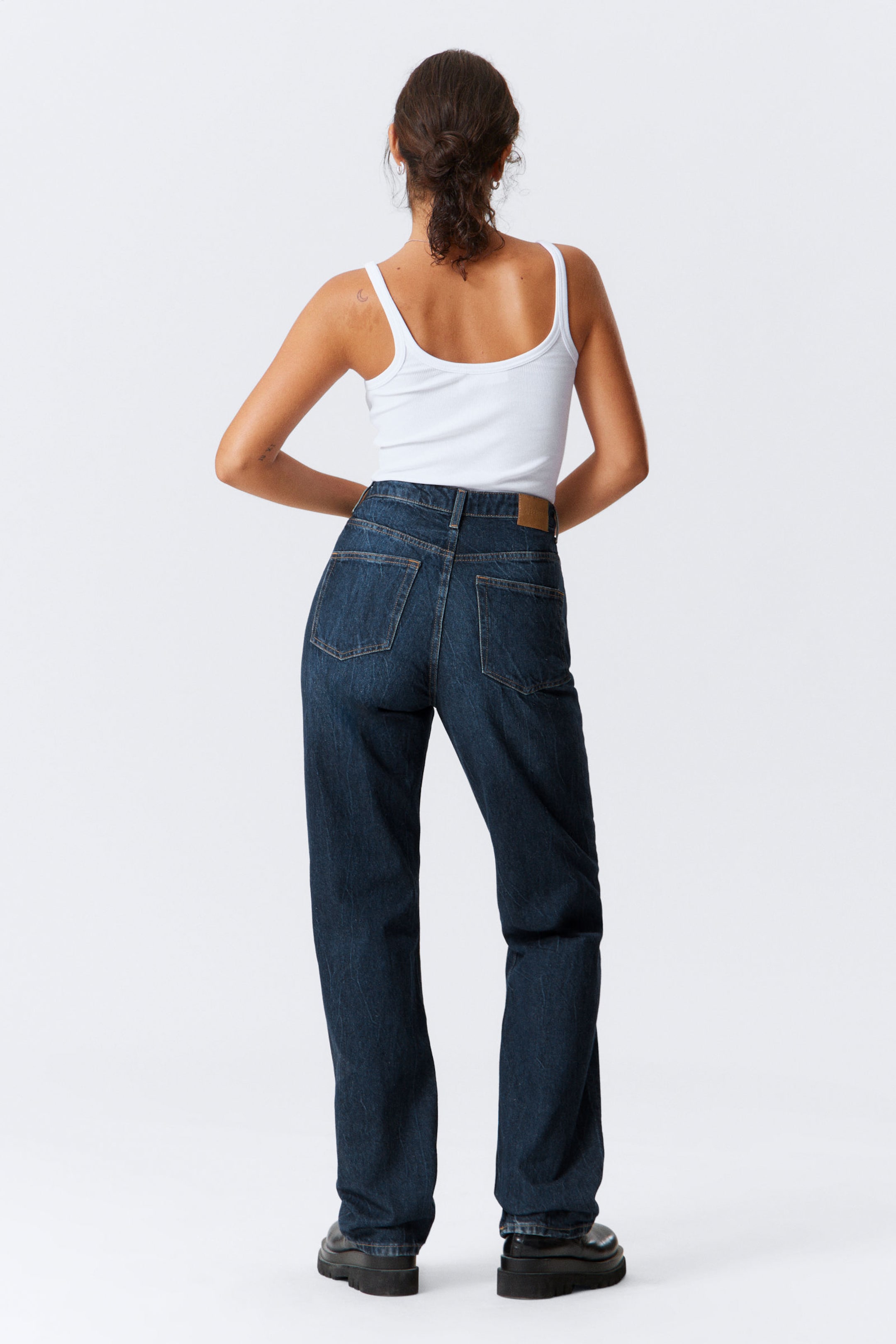 Compact Blue - Dunkelblau - Rowe Super High Waisted Regular Straight Leg Jeans - 3