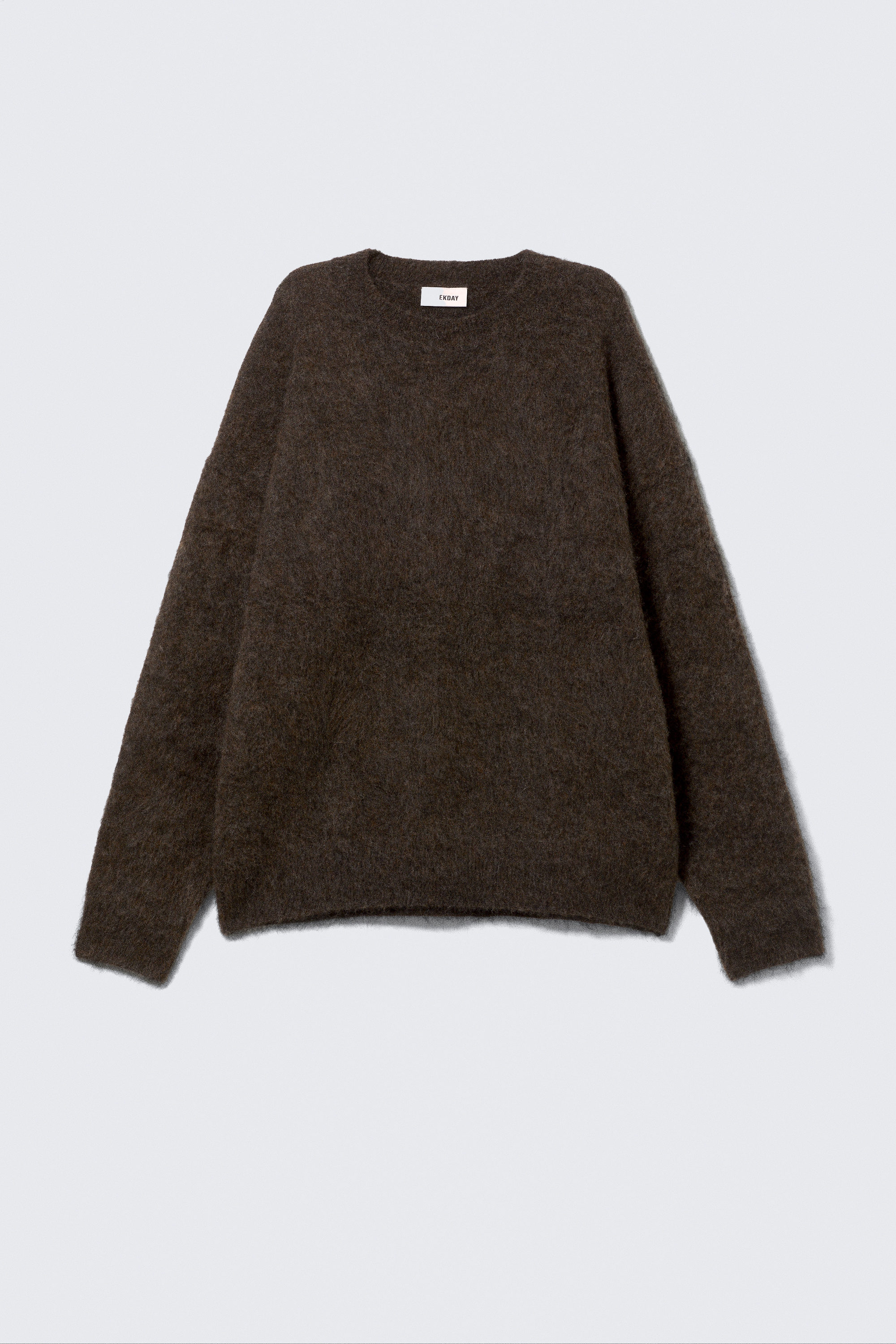 Dunkelbraun meliert - Oversized-Strickpullover aus Mohairmischung - 0