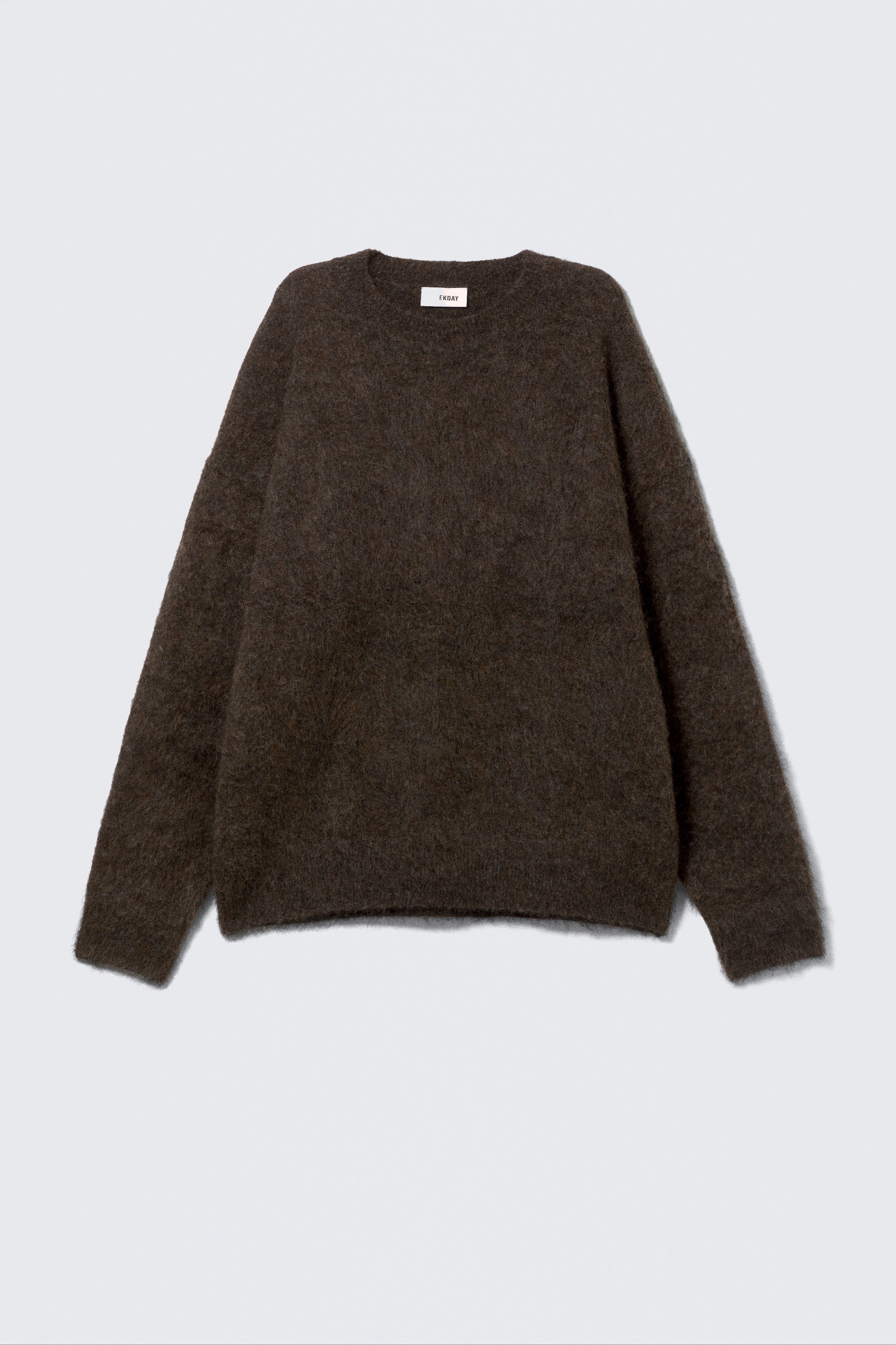 Dunkelbraun meliert - Oversized-Strickpullover aus Mohairmischung - 1