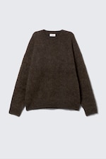 Dunkelbraun meliert - Oversized-Strickpullover aus Mohairmischung - 0