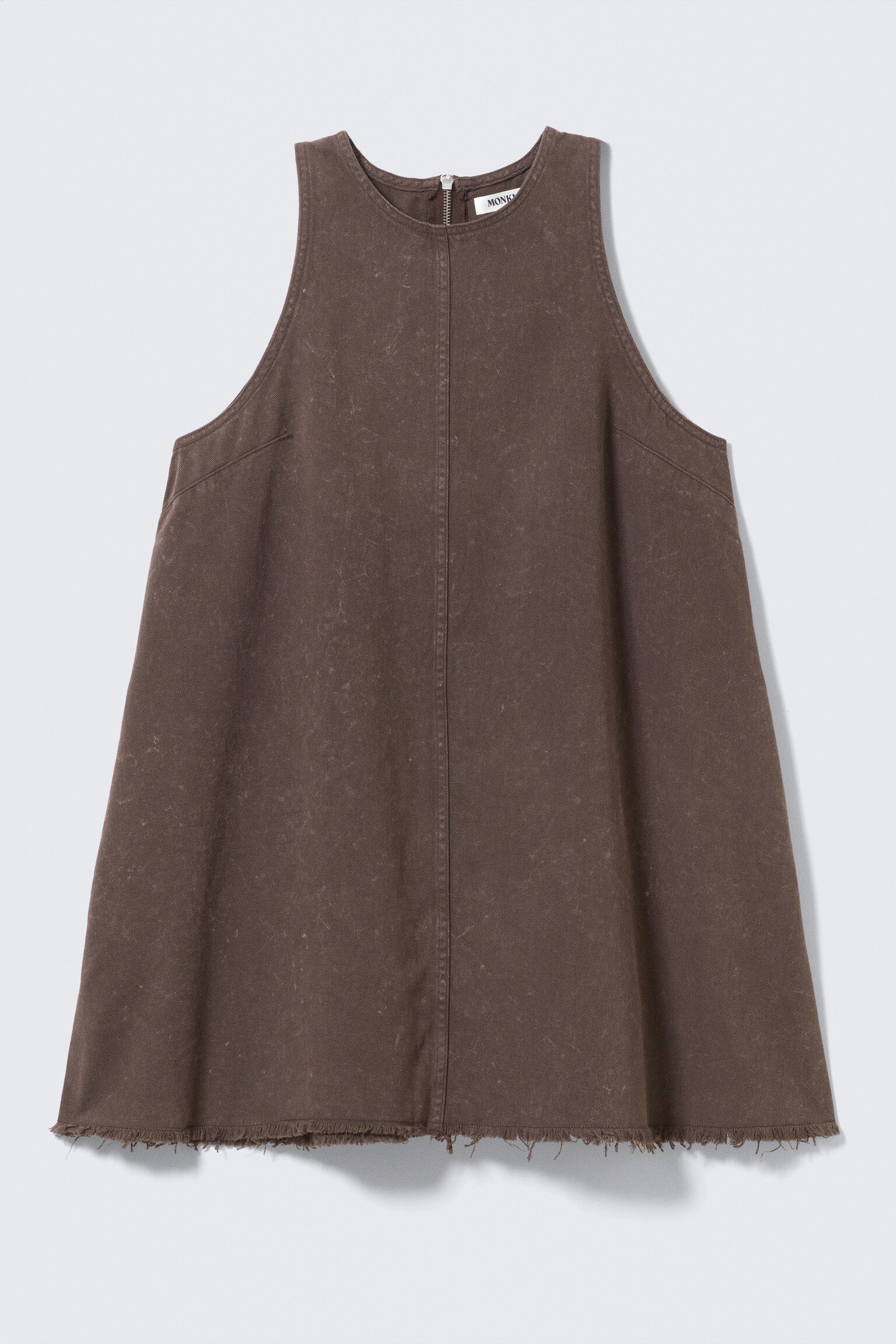 Ärmelloses Minikleid aus Baumwoll-Twill - Verwaschenes Dunkelbraun/Weiß/Verwaschenes Khakigrün - 2
