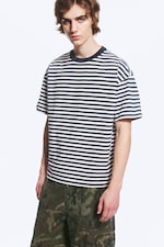 White - Navy Stripe - LOOSE FIT T-SHIRT - 2