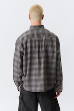 Checked Washed Grey - Washed Checked Button-Down Flannel Shirt - 3