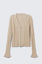 Beige - Strukturerad cardigan med dragkedja - 0