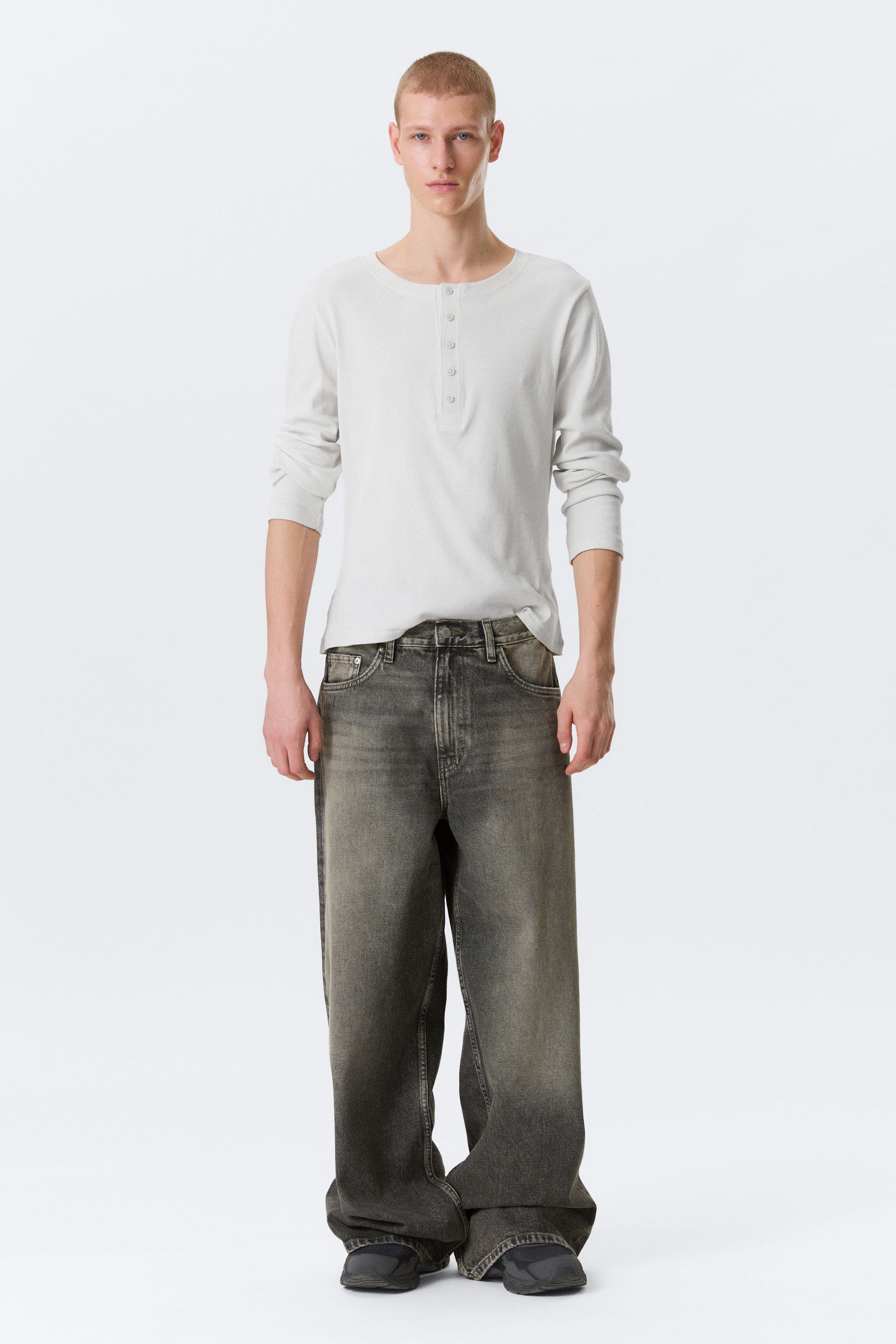 Redondo Black - Washed Black - Solar Loose Wide Leg Unisex Jeans - 2