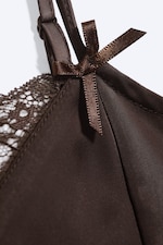 Dark Brown - Satin Lace Top - 4