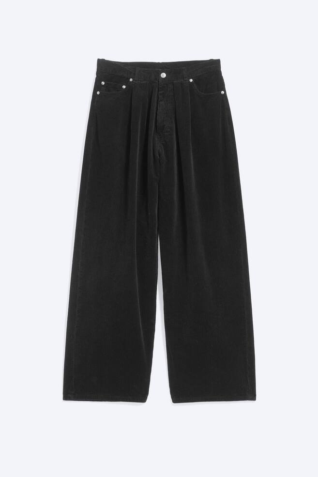 Baggy-Cordhose mit Bundfalten - Schwarz/Khakigrün - 1