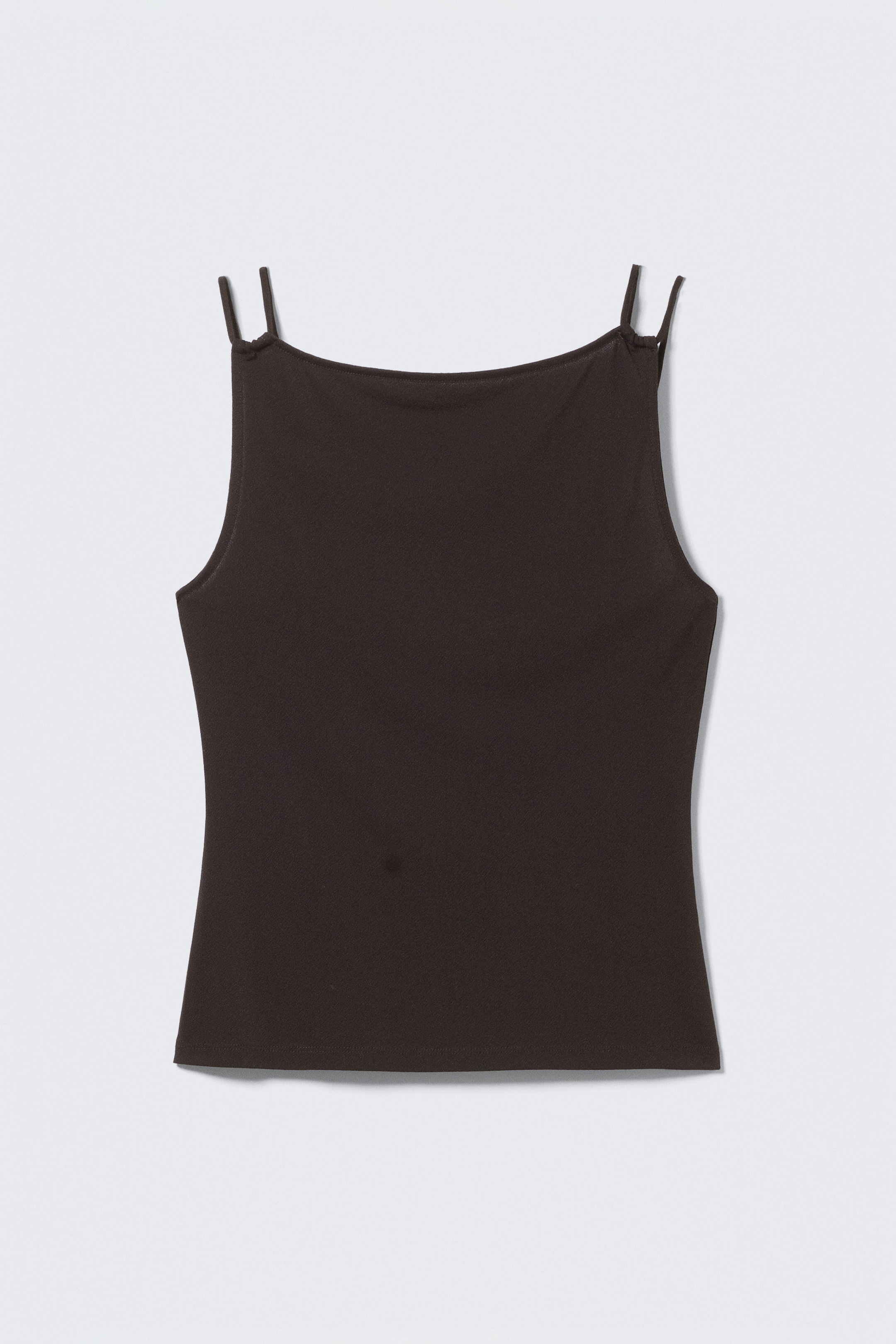 Dunkelbraun - Jersey-Tanktop mit Riemchen und U-Boot-Ausschnitt - 1