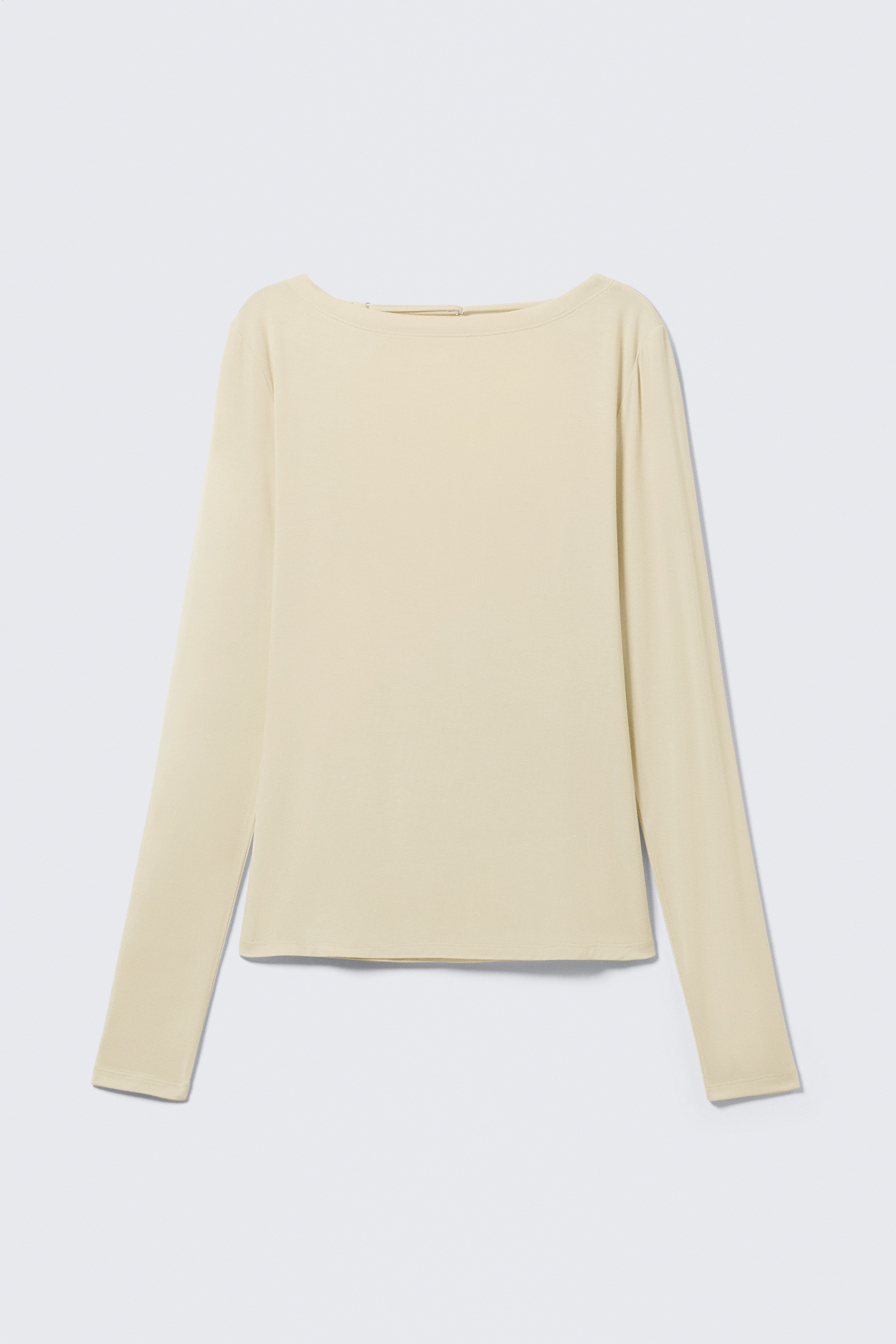 Top a maniche lunghe con schiena scoperta - Beige chiaro/Nero