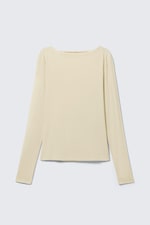 Light Dusty Beige - Slim Long-Sleeved Open Back Top - 4