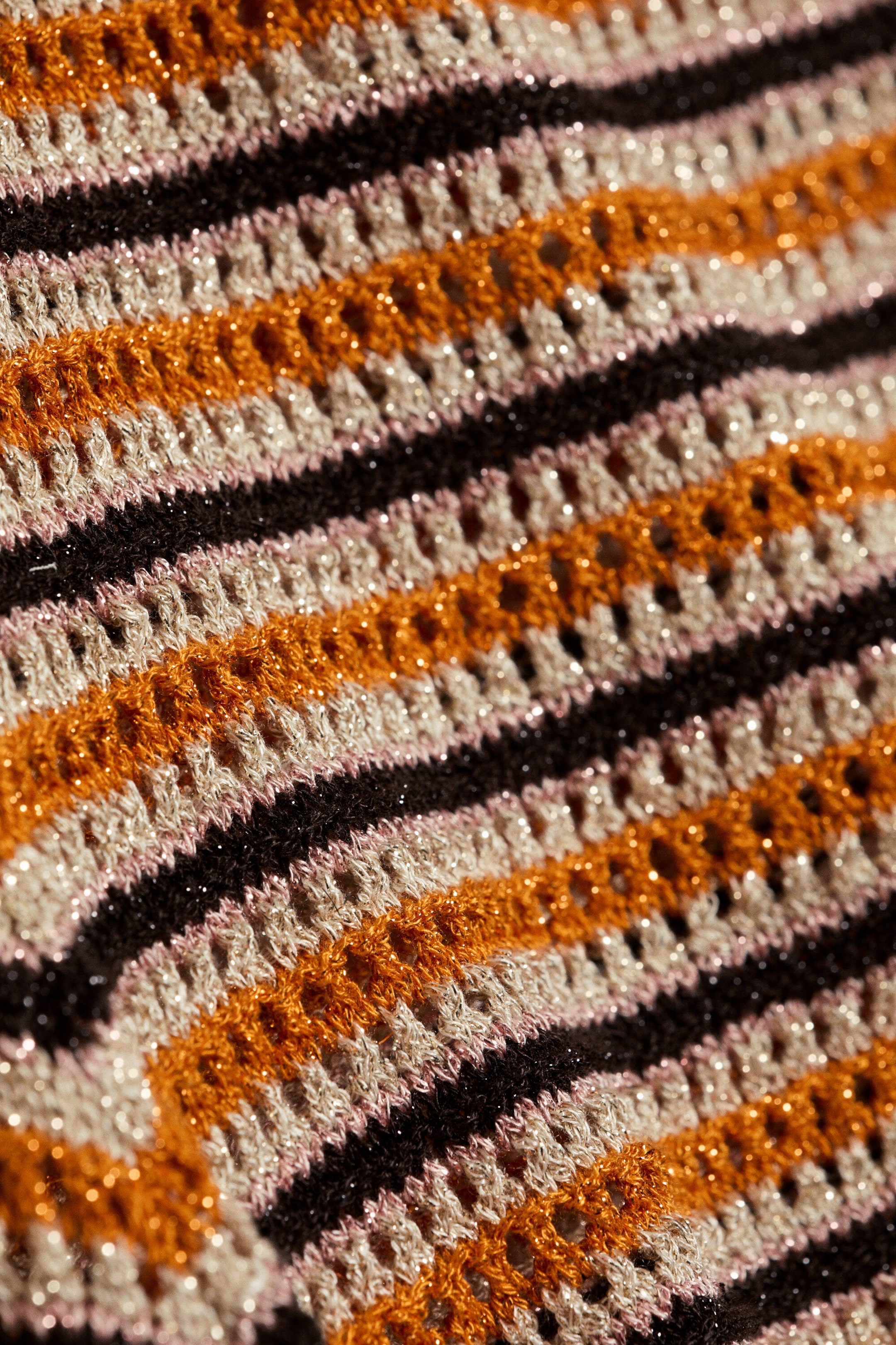 Randig Orange - Stickade minishorts - 4