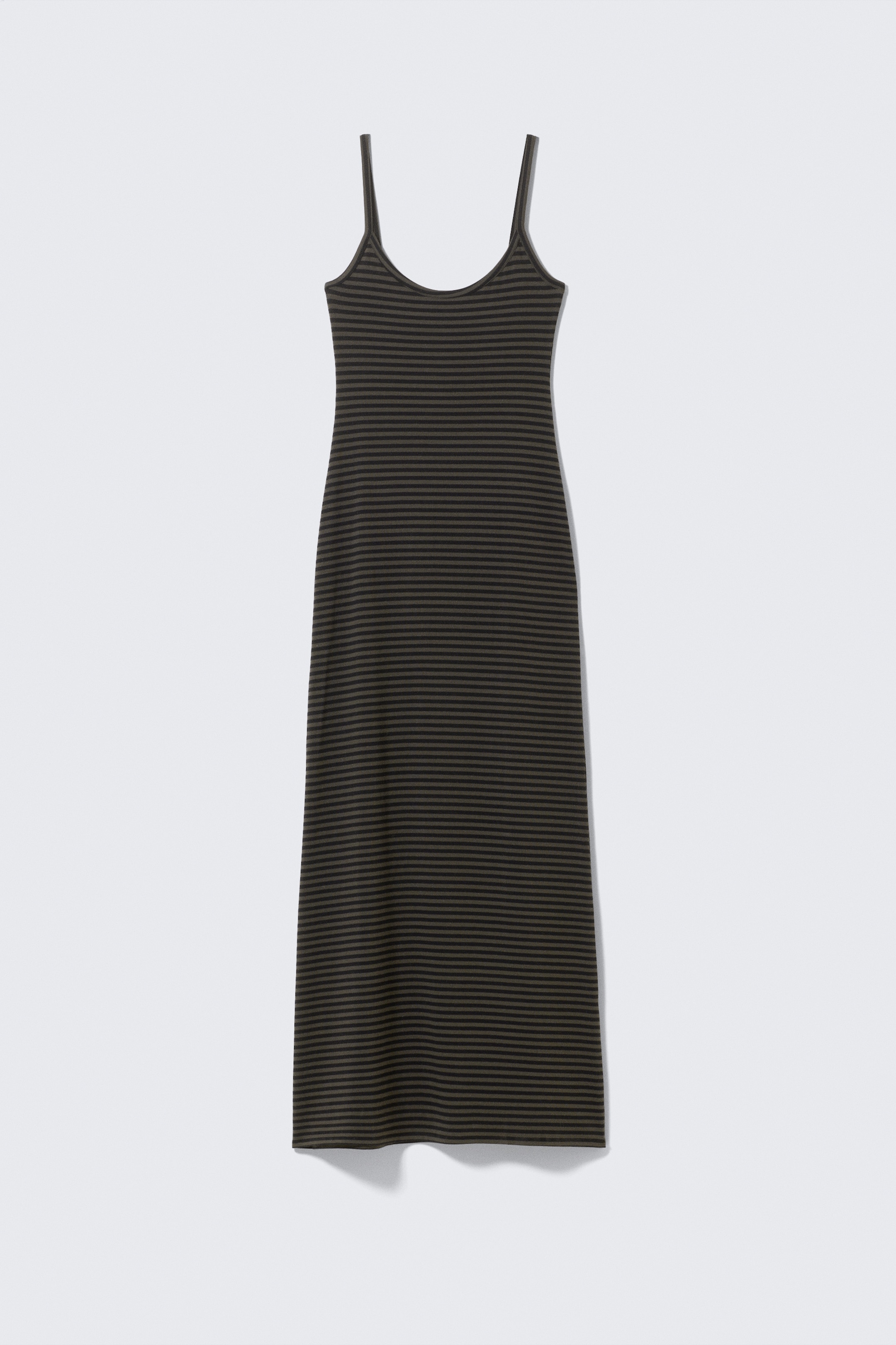 Visualizza immagine più grande: Morbido maxi abito con spalline - Righe talpa scuro e nere - DONNA | H&M IT 4