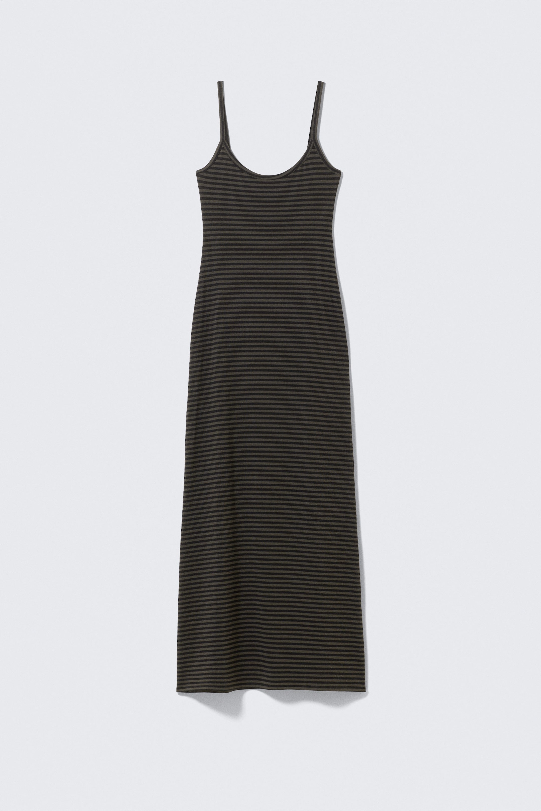 Dark Mole & Black Stripes - Smooth Strap Maxi Dress - 1