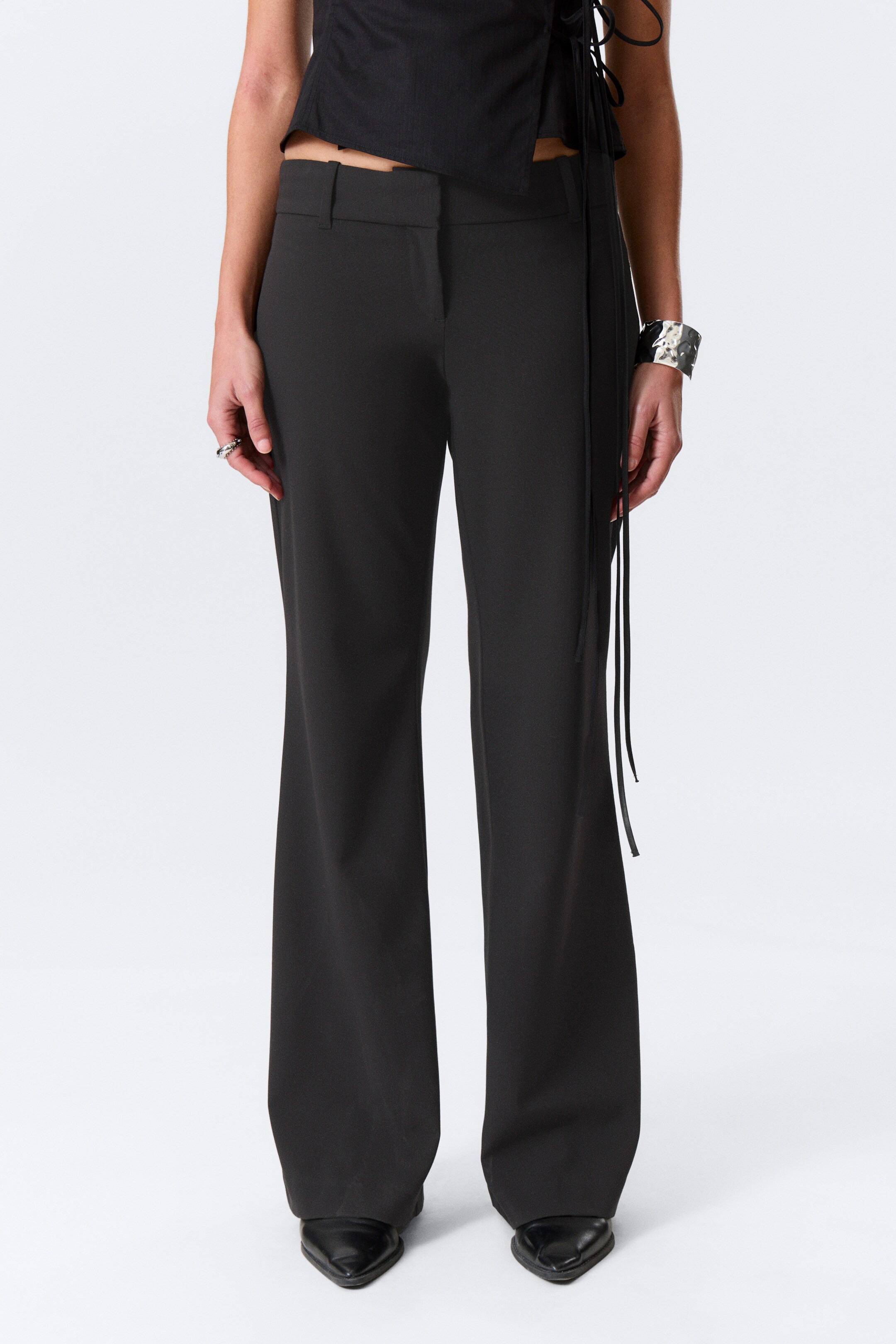 View larger image: Low-Rise Flared Suiting Trousers - Black - Ladies | H&M GB 2