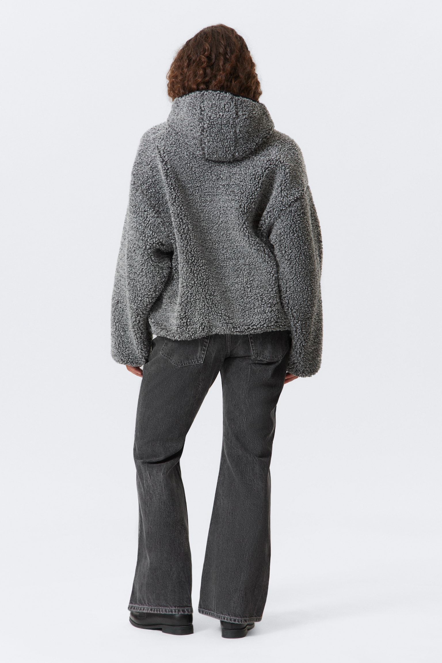 Oversized Zip-Hoodie aus Fleece - Dunkelgrau meliert - 6