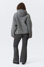 Dark Grey Melange - Oversized Zip-Up Pile Hoodie - 3