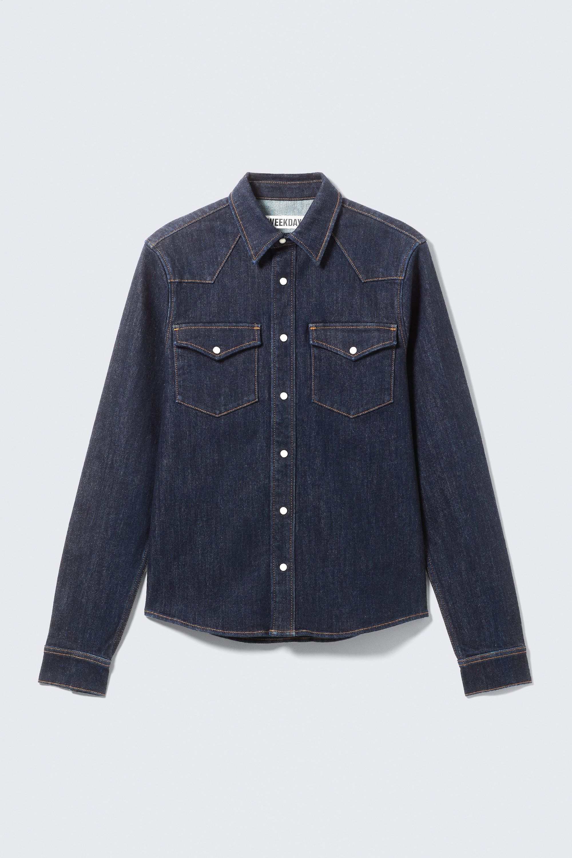 Blue Rinse - Dark Blue - Fitted Denim Shirt - 4