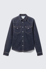 Blue Rinse - Dark Blue - Fitted Denim Shirt - 4
