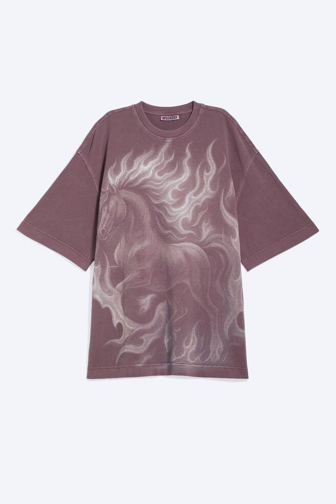 Camiseta oversized amplia estampada - Lila oscuro - 1