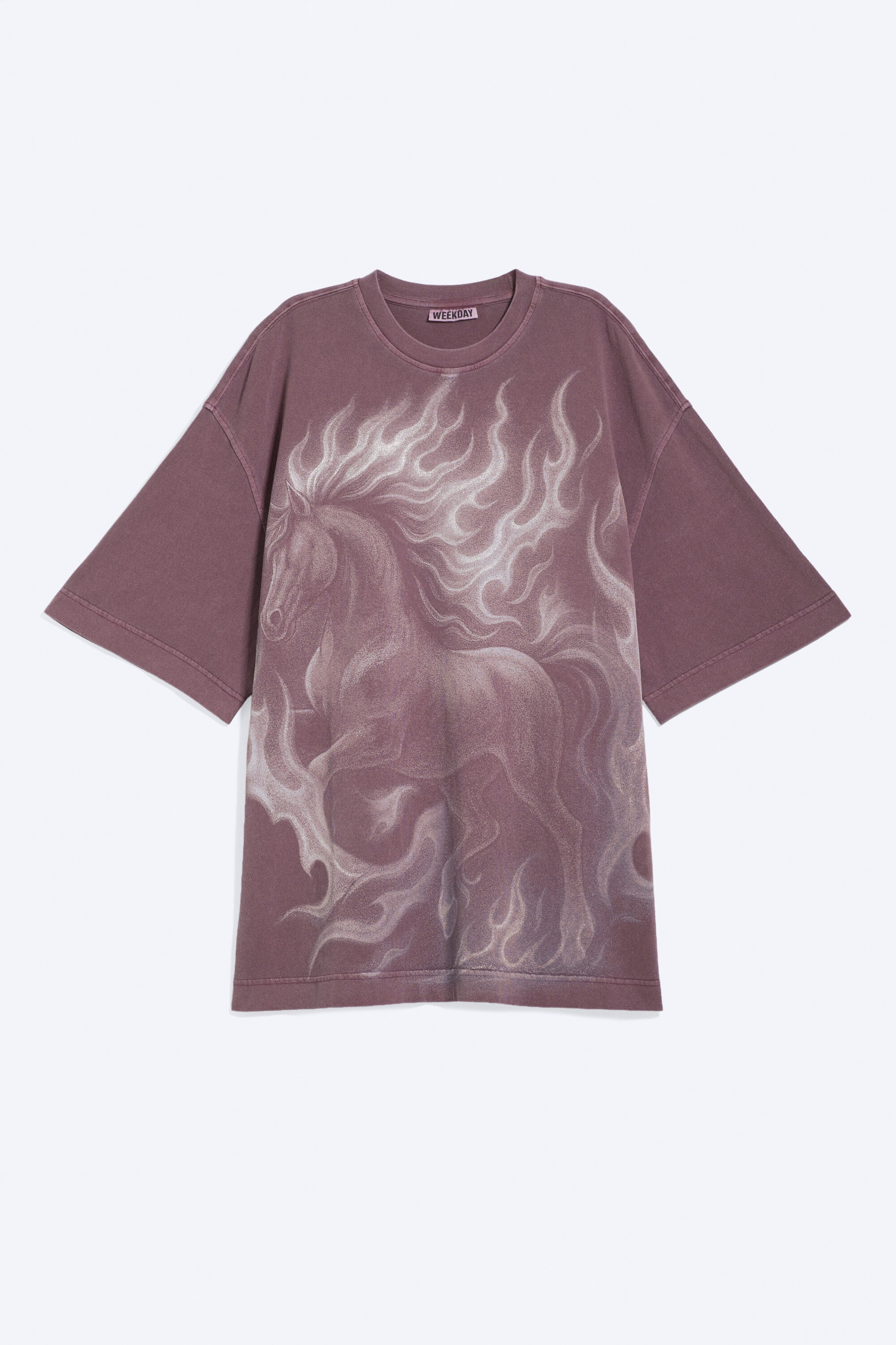 Dark Lilac - Wide Oversized Printed T-shirt - 1