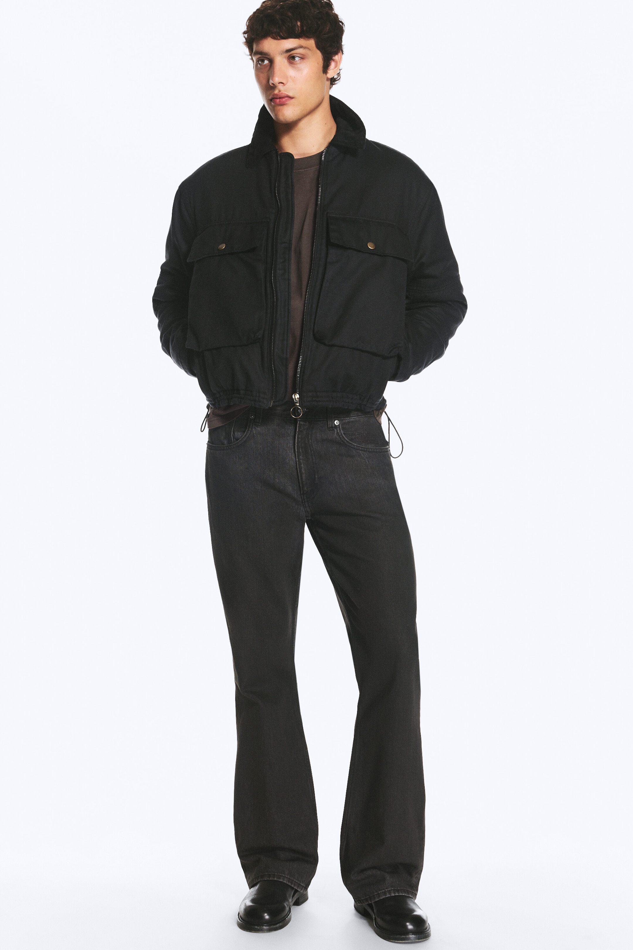 Belagt Svart - Svart - Mercury avslappet bootcut-jeans med mellomhøyt liv - 1