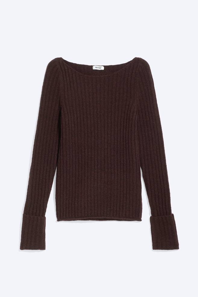 Maglione a coste in maglia - Rosso scuro/Azzurro Polvere - 1