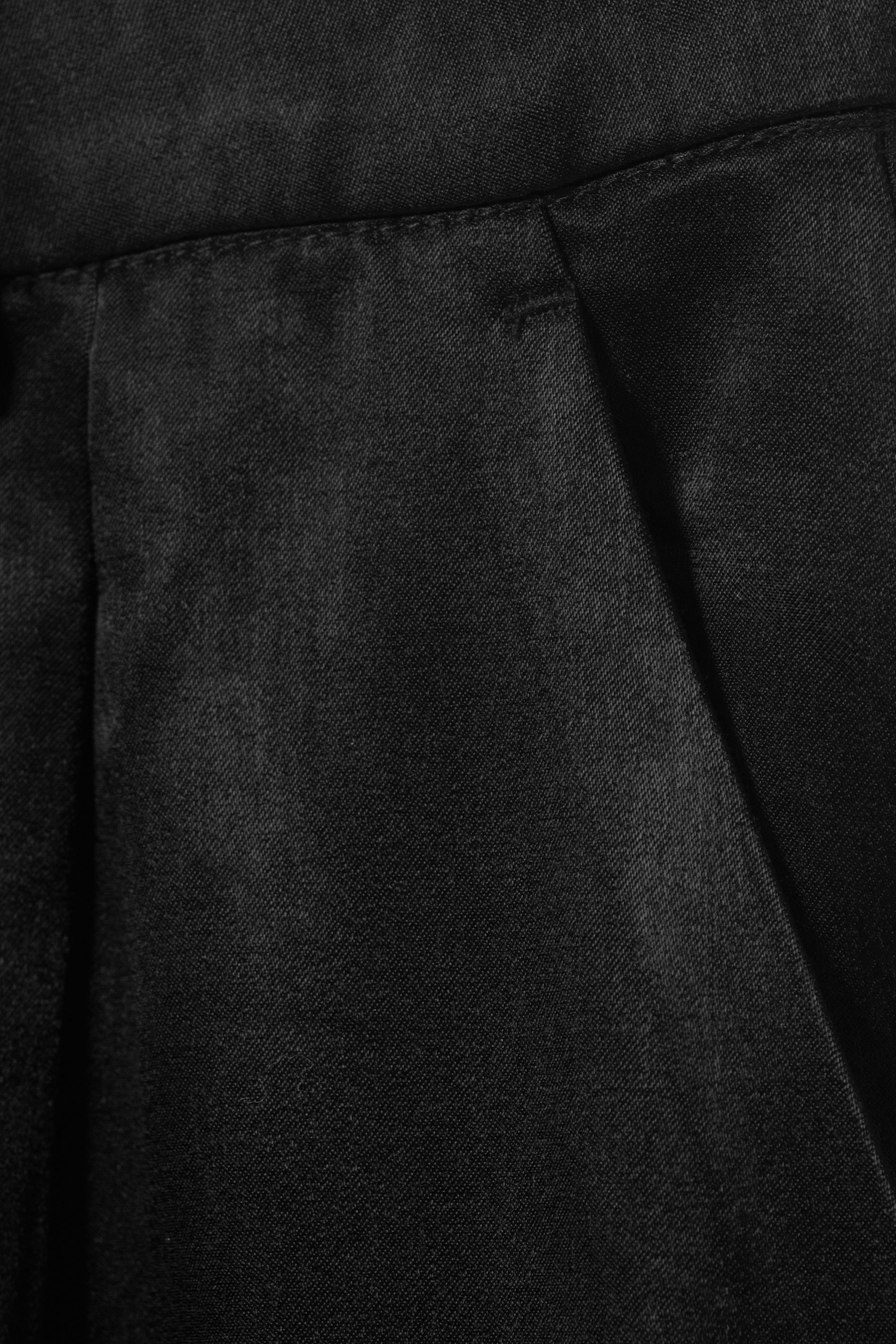 Black - High Waisted Wide Leg Satin Trousers - 4