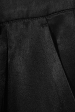 Black - High Waisted Wide Leg Satin Trousers - 4