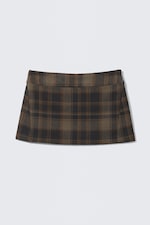Brown Checked - Low Rise Brushed Twill Mini Skirt - 0