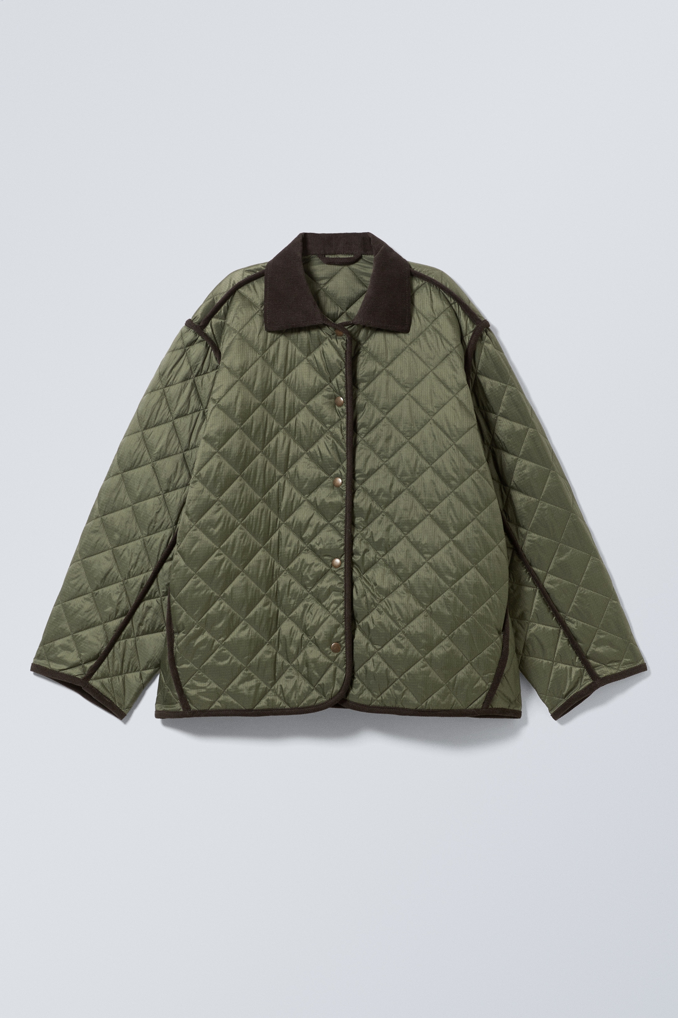 Größeres Bild ansehen: Gesteppte Oversize-Innenjacke - Dunkles Khakigrün - Ladies | H&M DE 1