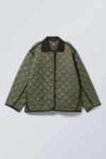 Dark Khaki Green - Oversized Quilted Liner Jacket - 3