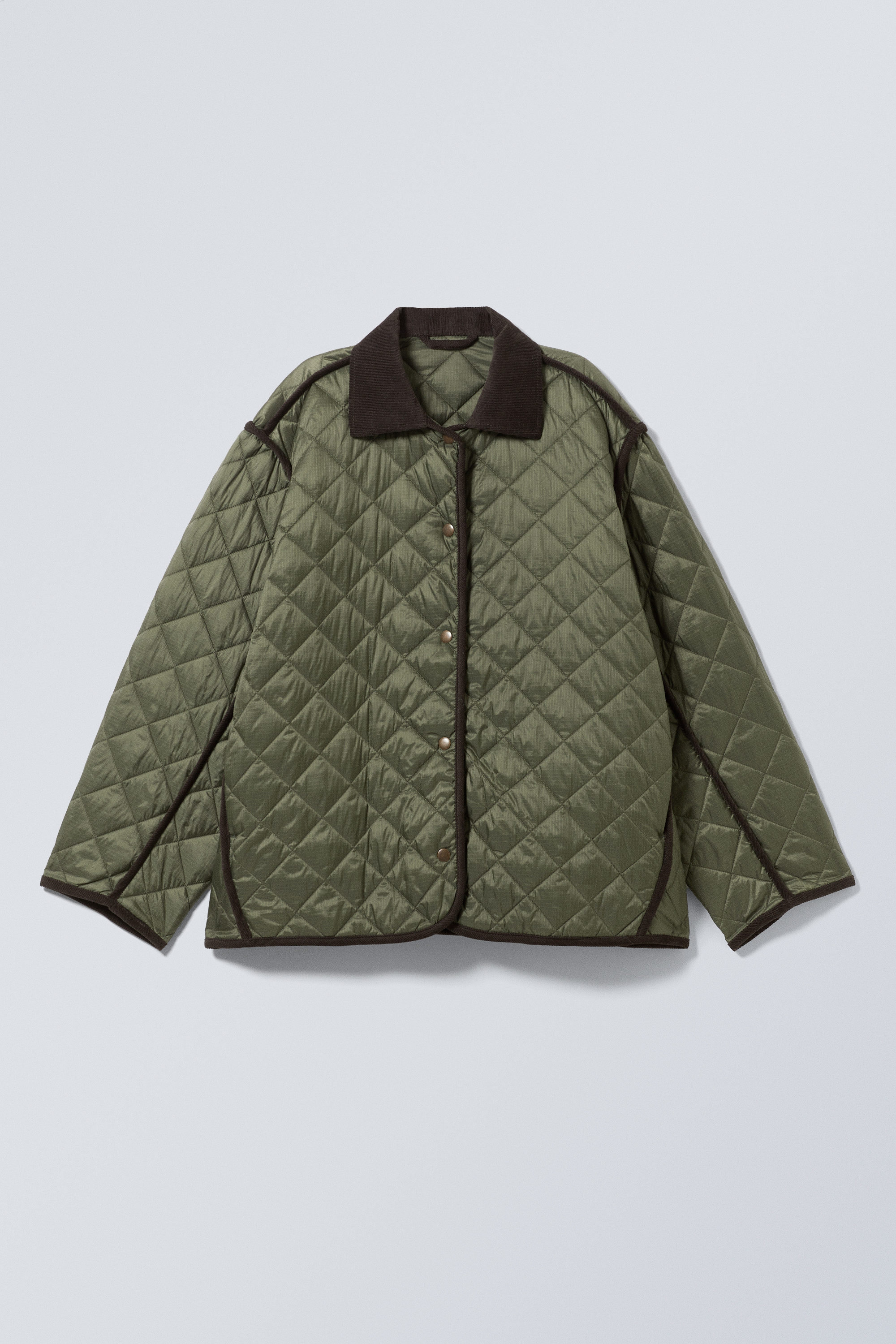 oversized quilted liner jacket - Dark Khaki Green | Weekday WW
