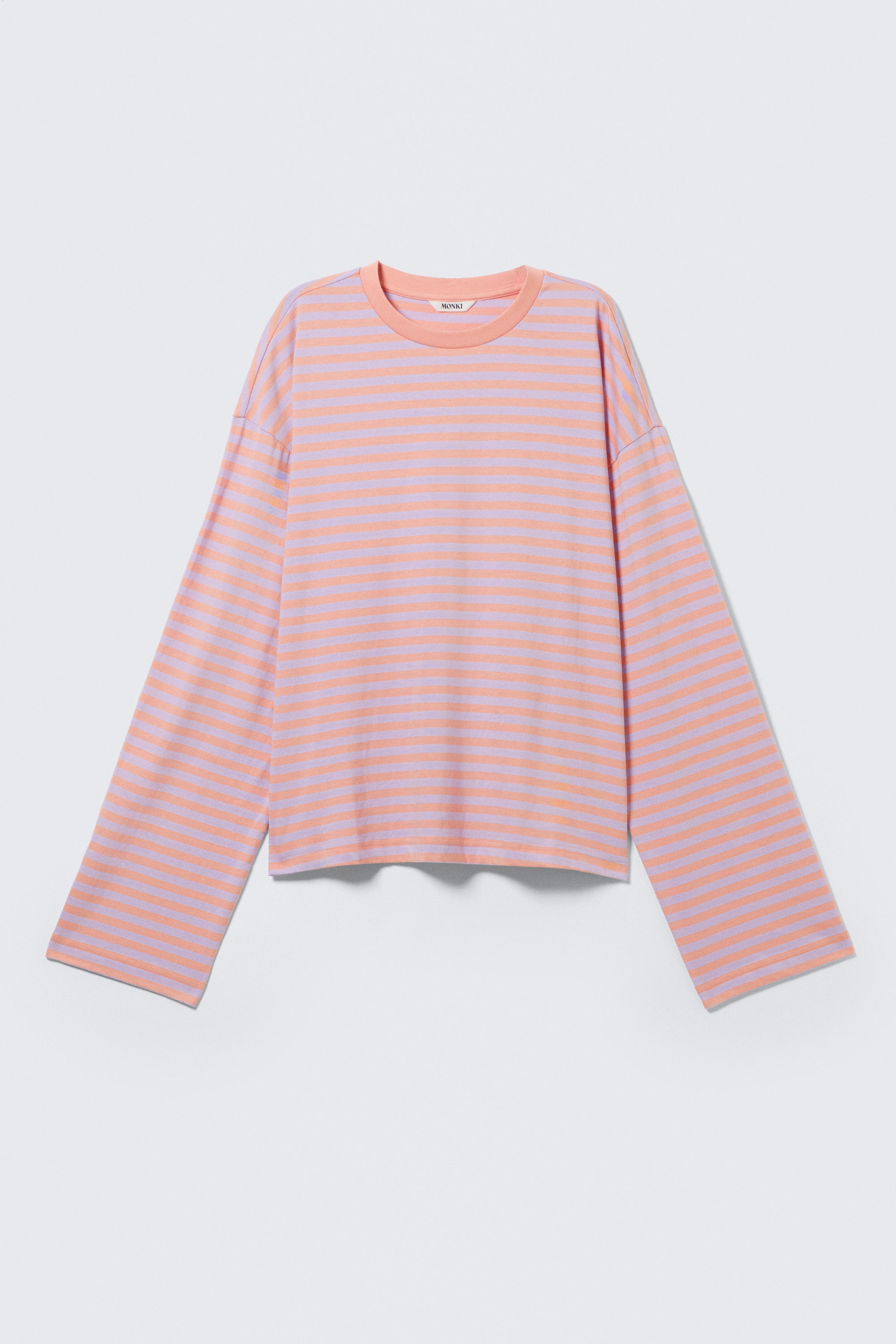 Rayures corail/lilas - T-shirt en coton à manches longues - 3