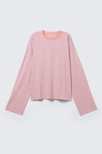 Rayures corail/lilas - T-shirt en coton à manches longues - 3