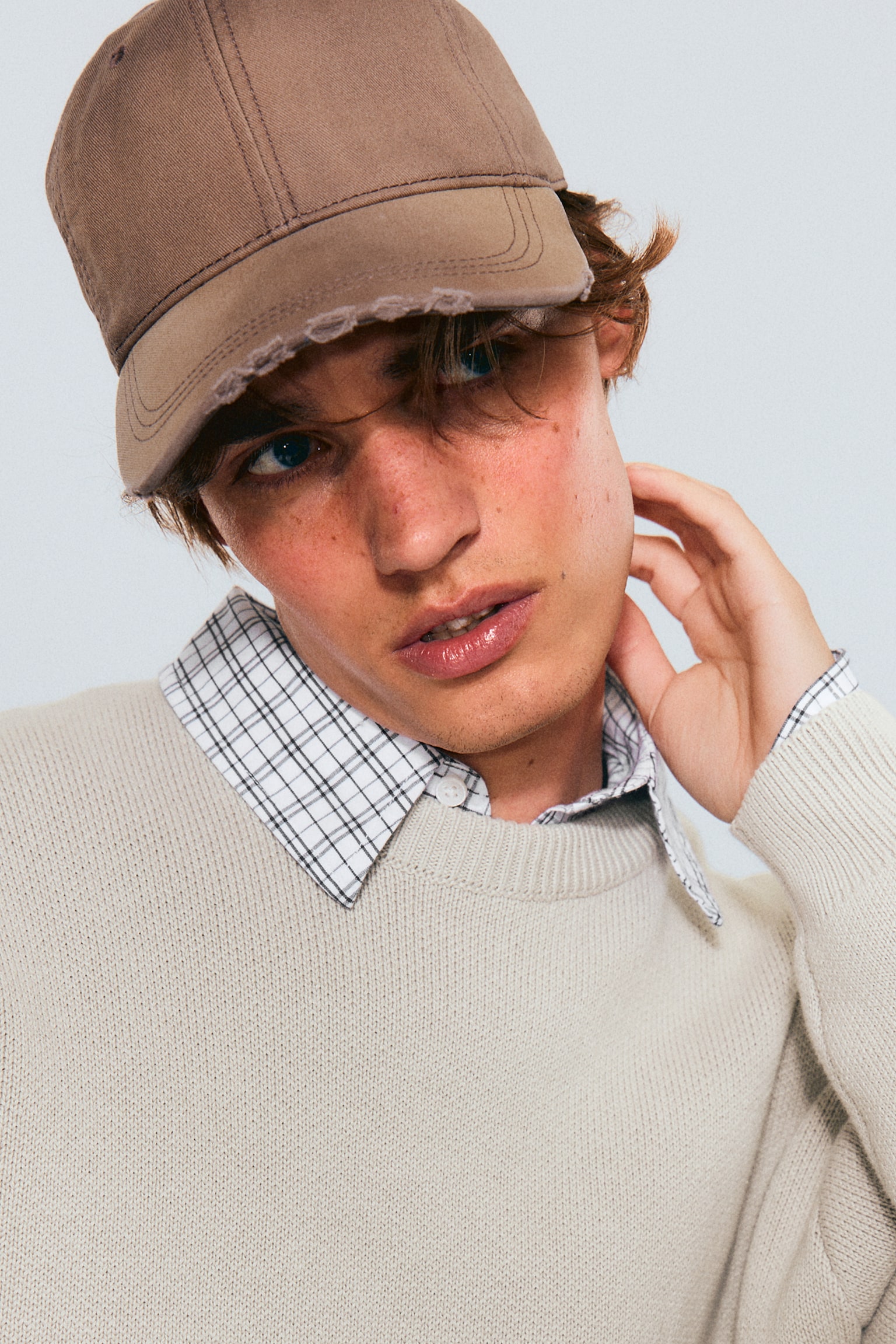 Cap aus Baumwolltwill im Used-Look - Verwaschenes Braun