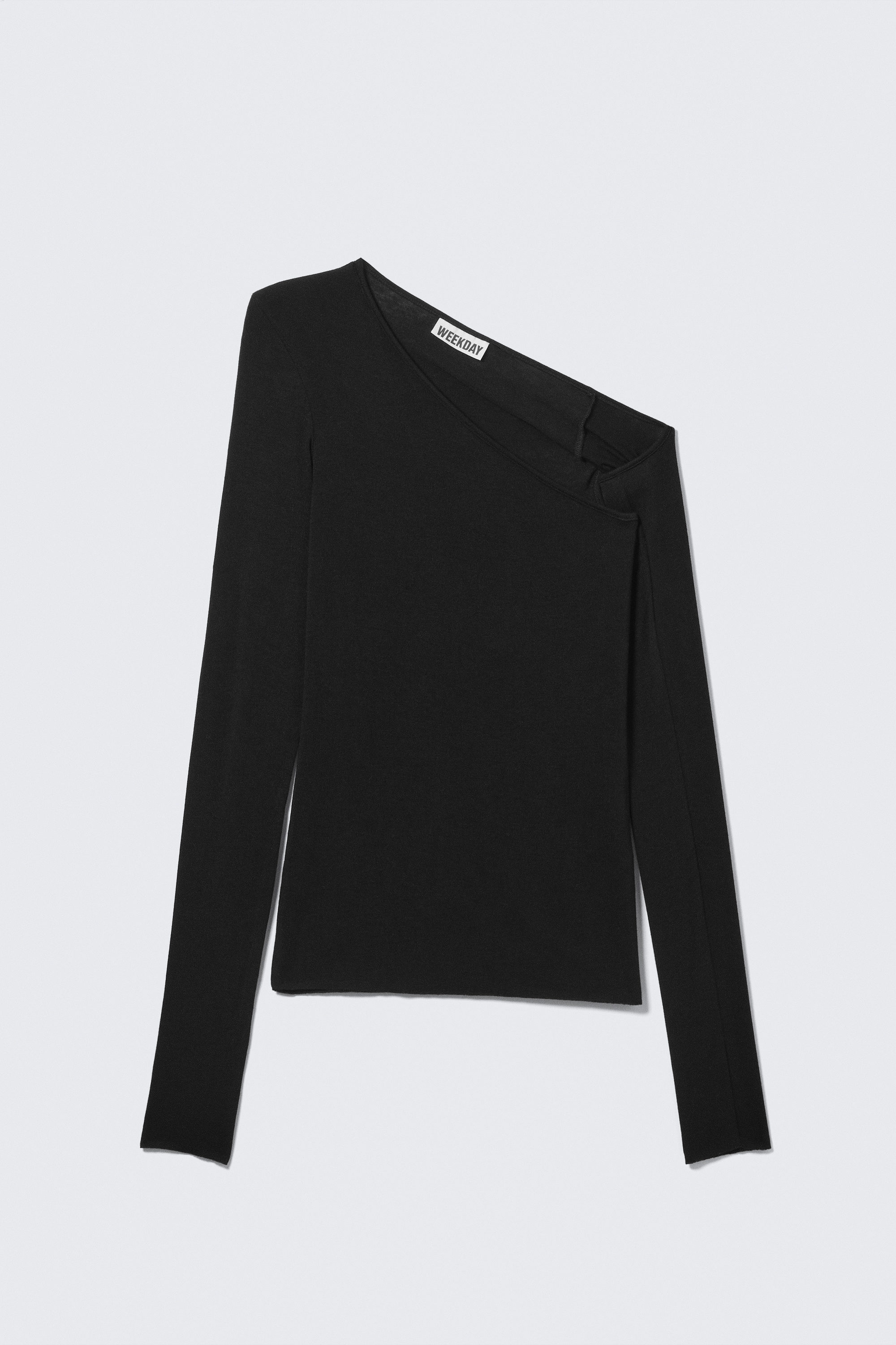 Schwarz - GERIPPTES ASYMMETRISCHES LONGSLEEVE - 1