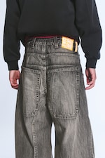 Smokey Black - Black - Dunno Unisex Low Rise Loose Barrel Jeans - 7